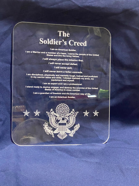 The Soldier's Creed - Acrylic Plaque - Laser Etched and Cut