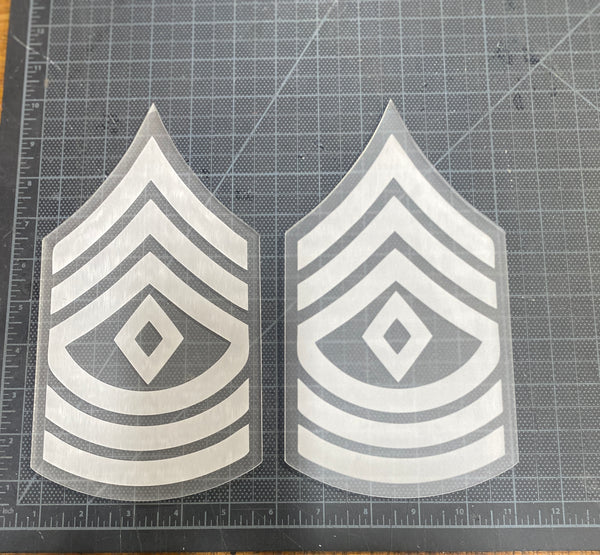 First Sergeant (1SG) Rank - Frosted Acrylic Plaque - Laser Etched and Cut SET OF 2