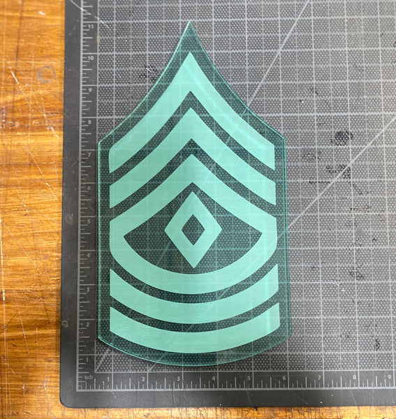 First Sergeant (1SG) Rank - Acrylic Plaque - Laser Etched and Cut SET OF 2