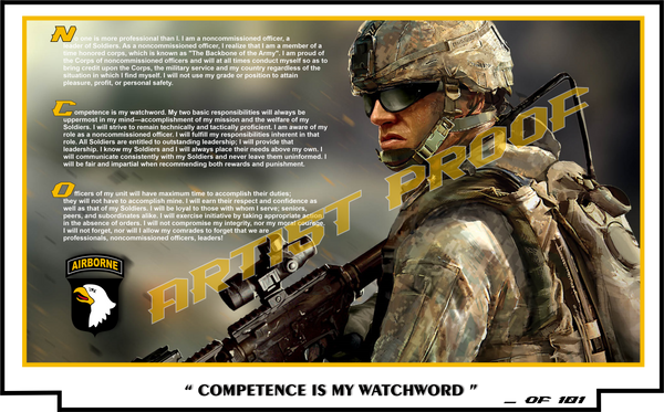 101st Screaming Eagles NCO Creed Limited Edition Print