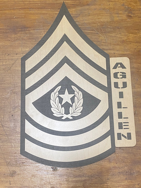Military Rank Name Plaque - Any Rank - All Branches Available