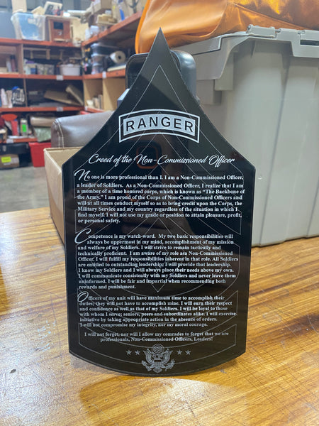 Acrylic NCO Creed - Ranger // First Sergeant Edition