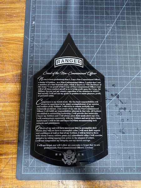 Acrylic NCO Creed - Ranger // First Sergeant Edition