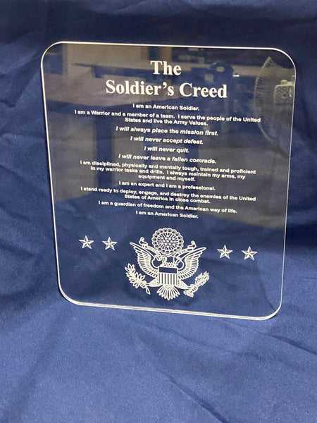 The Soldier's Creed - Acrylic Plaque - Laser Etched and Cut