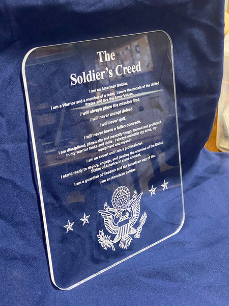 The Soldier's Creed - Acrylic Plaque - Laser Etched and Cut