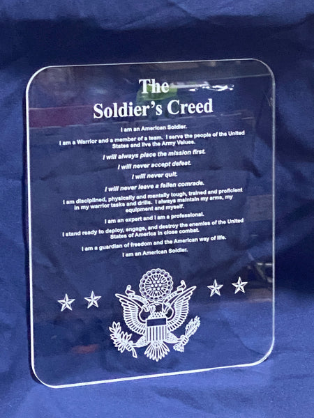 The Soldier's Creed - Acrylic Plaque - Laser Etched and Cut