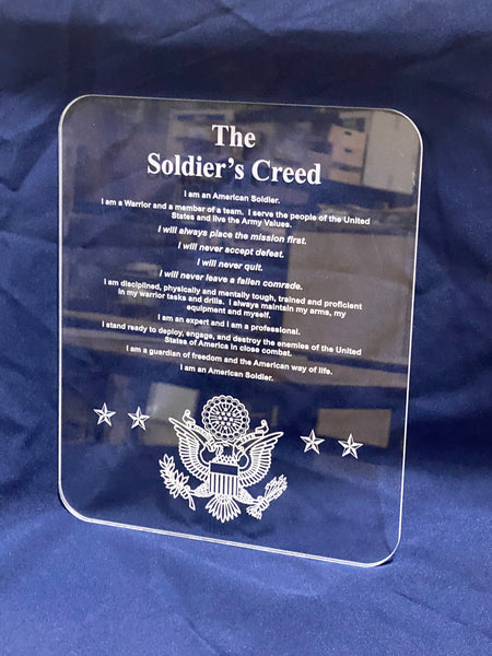 The Soldier's Creed - Acrylic Plaque - Laser Etched and Cut