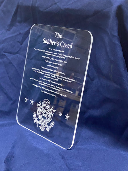 The Soldier's Creed - Acrylic Plaque - Laser Etched and Cut