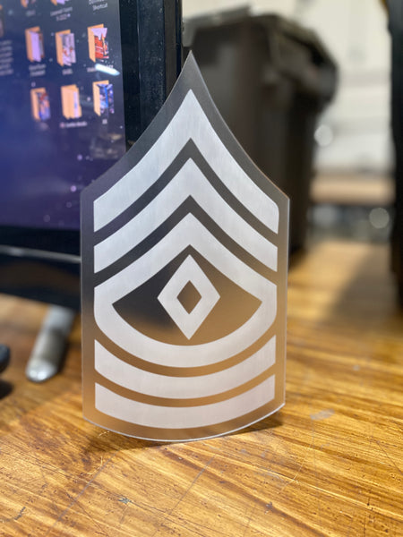 First Sergeant (1SG) Rank - Frosted Acrylic Plaque - Laser Etched and Cut SET OF 2