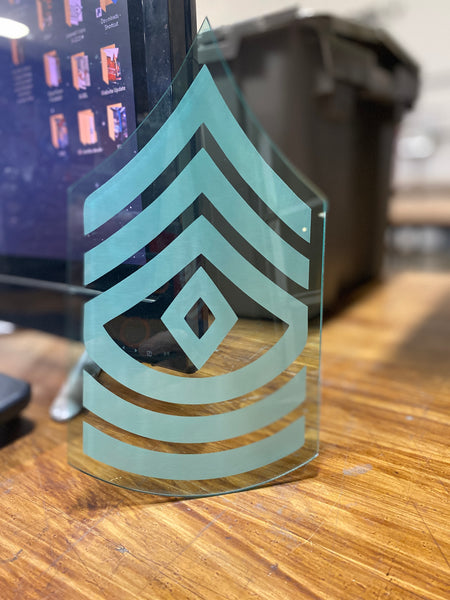 First Sergeant (1SG) Rank - Acrylic Plaque - Laser Etched and Cut SET OF 2