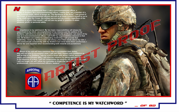 82nd Airborne Division - ALL THE WAY! - NCO CREED Limited Edition Print