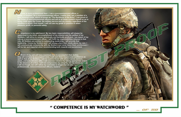 4th Infantry Division - Steadfast and Loyal - NCO CREED Limited Edition Print